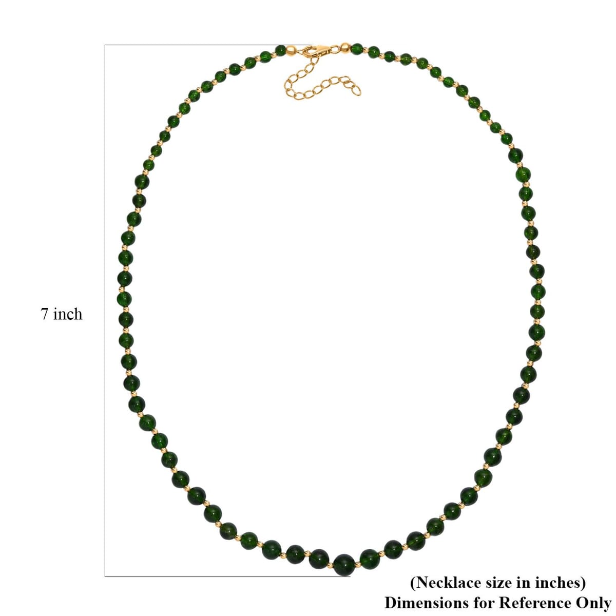 Chrome Diopside 180.00 ctw Beaded Necklace in 18K Vermeil Yellow Gold Over Sterling Silver 18-20 Inches image number 5