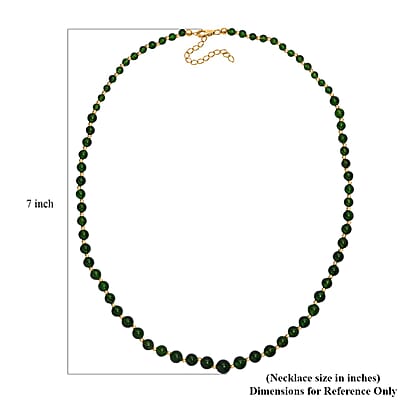AAAA RARE FIND Chrome Diopside 180.00 ctw Beaded Necklace in 18K Vermeil Yellow Gold Over Sterling Silver 18-20 Inches