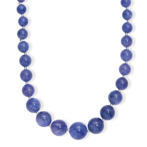 Tanzanite 195.00 ctw Beaded Cosmos Necklace in Rhodium Over Sterling Silver 18 Inches