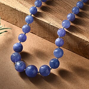 AAA Tanzanite 195.00 ctw Beaded Cosmos Necklace in Rhodium Over Sterling Silver 18 Inches