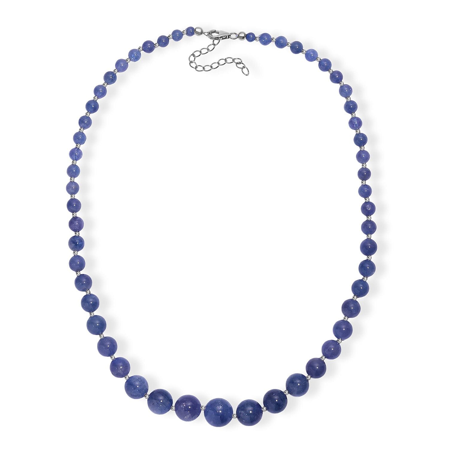 AAA Tanzanite 195.00 ctw Beaded Cosmos Necklace in Rhodium Over Sterling Silver 18 Inches