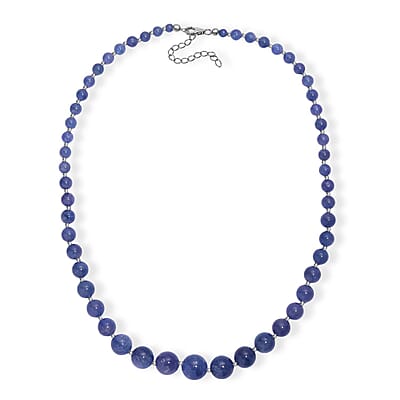 AAA Tanzanite 195.00 ctw Beaded Cosmos Necklace in Rhodium Over Sterling Silver 18 Inches