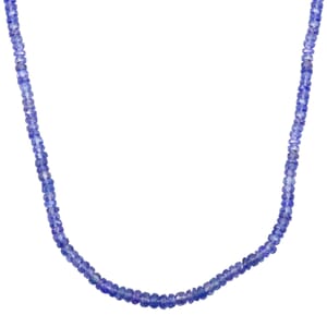Tanzanite 45.00 ctw Beaded Necklace in Rhodium Over Sterling Silver 18 Inches