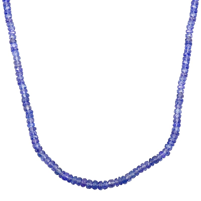 AAAA RARE FIND Tanzanite 45.00 ctw Beaded Necklace in Rhodium Over Sterling Silver 18 Inches