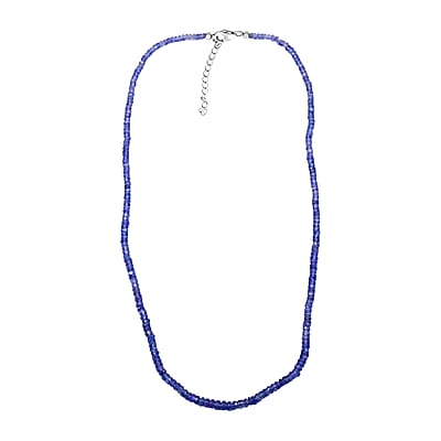 AAAA RARE FIND Tanzanite 45.00 ctw Beaded Necklace in Rhodium Over Sterling Silver 18 Inches