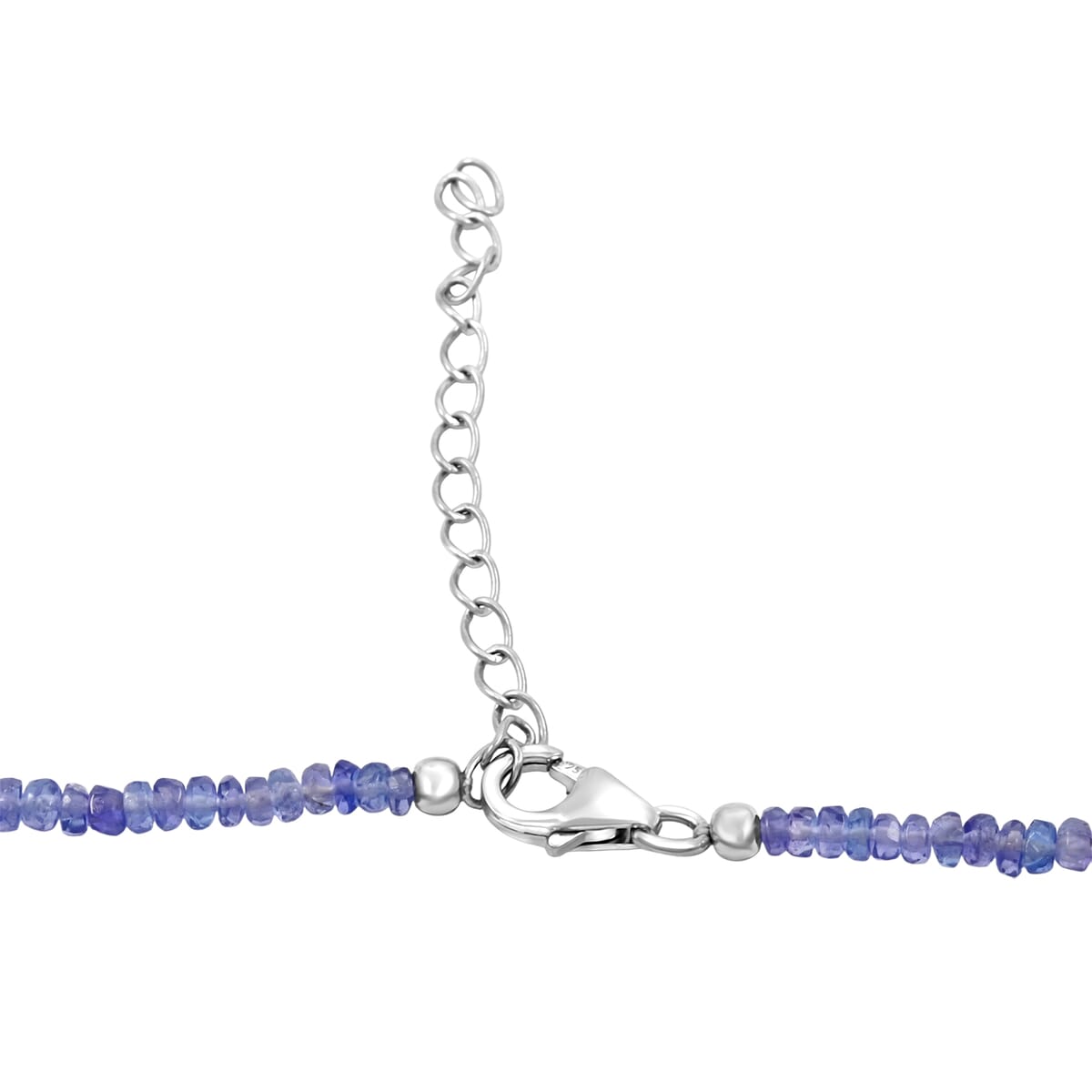 AAAA RARE FIND Tanzanite 45.00 ctw Beaded Necklace in Rhodium Over Sterling Silver 18 Inches image number 3