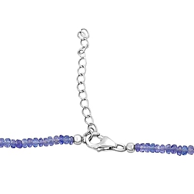 AAAA RARE FIND Tanzanite 45.00 ctw Beaded Necklace in Rhodium Over Sterling Silver 18 Inches