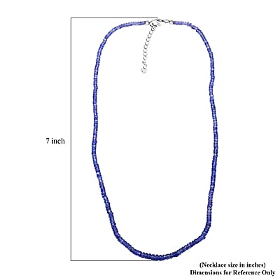 AAAA RARE FIND Tanzanite 45.00 ctw Beaded Necklace in Rhodium Over Sterling Silver 18 Inches