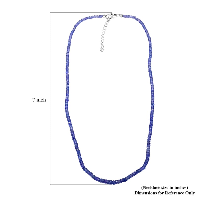 AAAA RARE FIND Tanzanite 45.00 ctw Beaded Necklace in Rhodium Over Sterling Silver 18 Inches