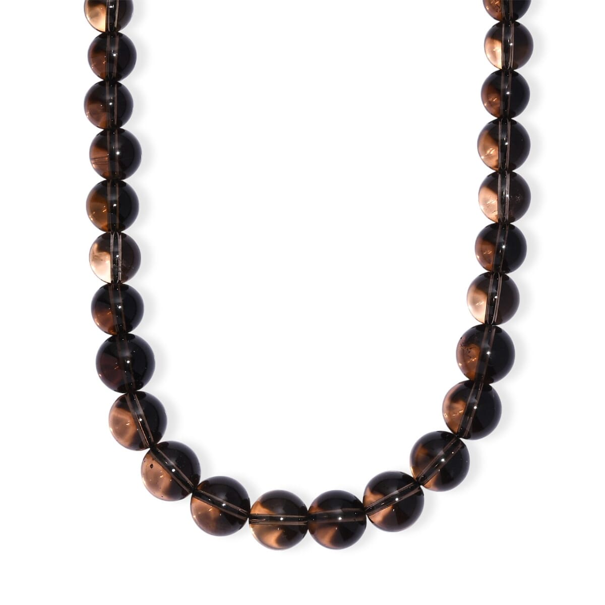 Brazilian Smoky Quartz 265.00 ctw Beaded Necklace in Rhodium Over Sterling Silver 18 Inches image number 0