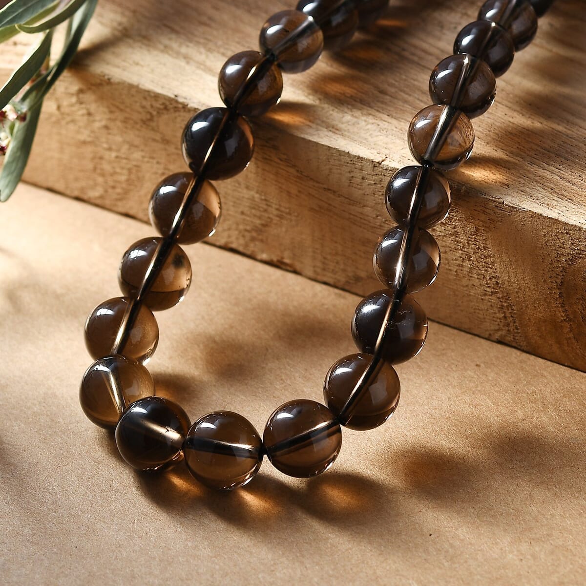 Brazilian Smoky Quartz 265.00 ctw Beaded Necklace in Rhodium Over Sterling Silver 18 Inches image number 1