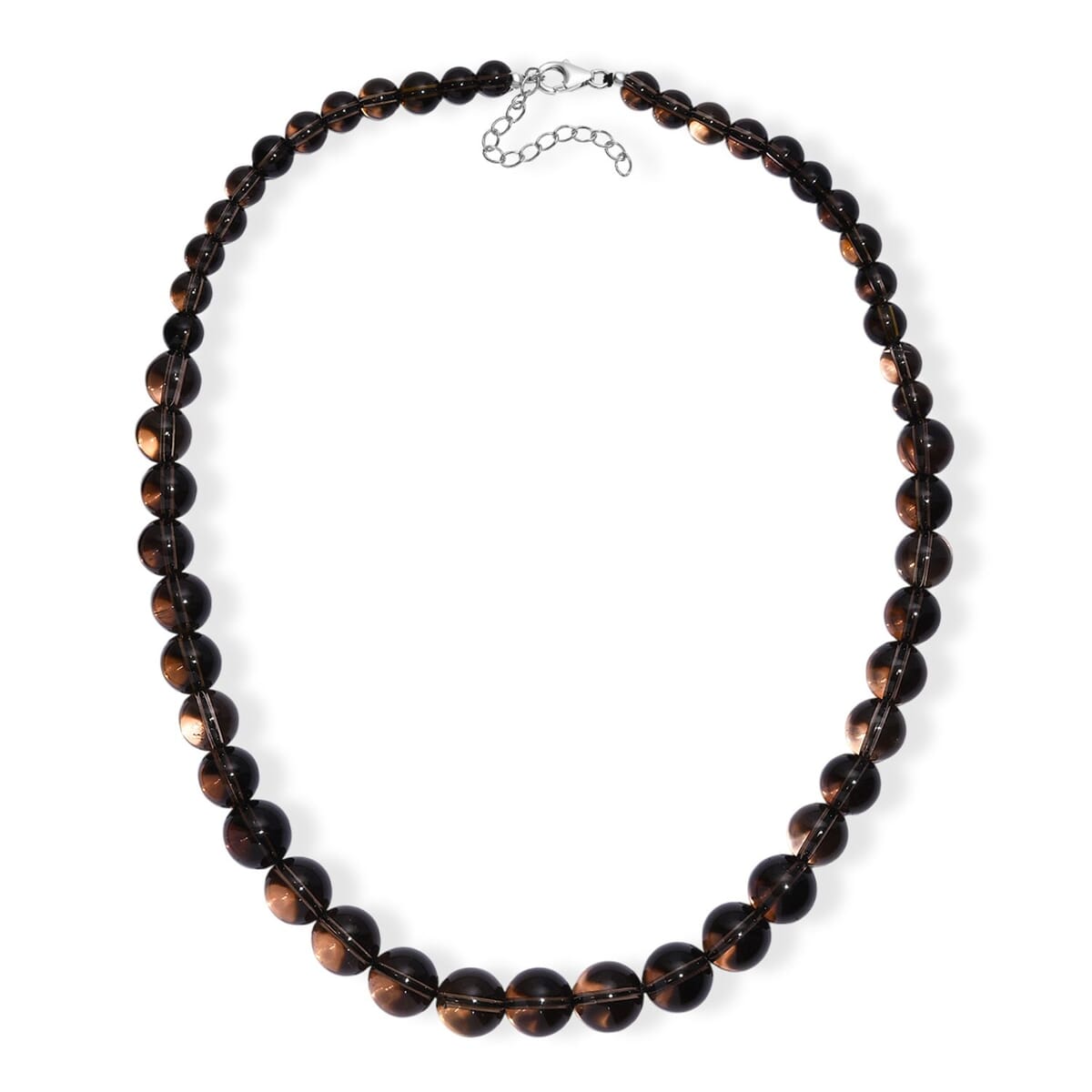 Brazilian Smoky Quartz 265.00 ctw Beaded Necklace in Rhodium Over Sterling Silver 18 Inches image number 3