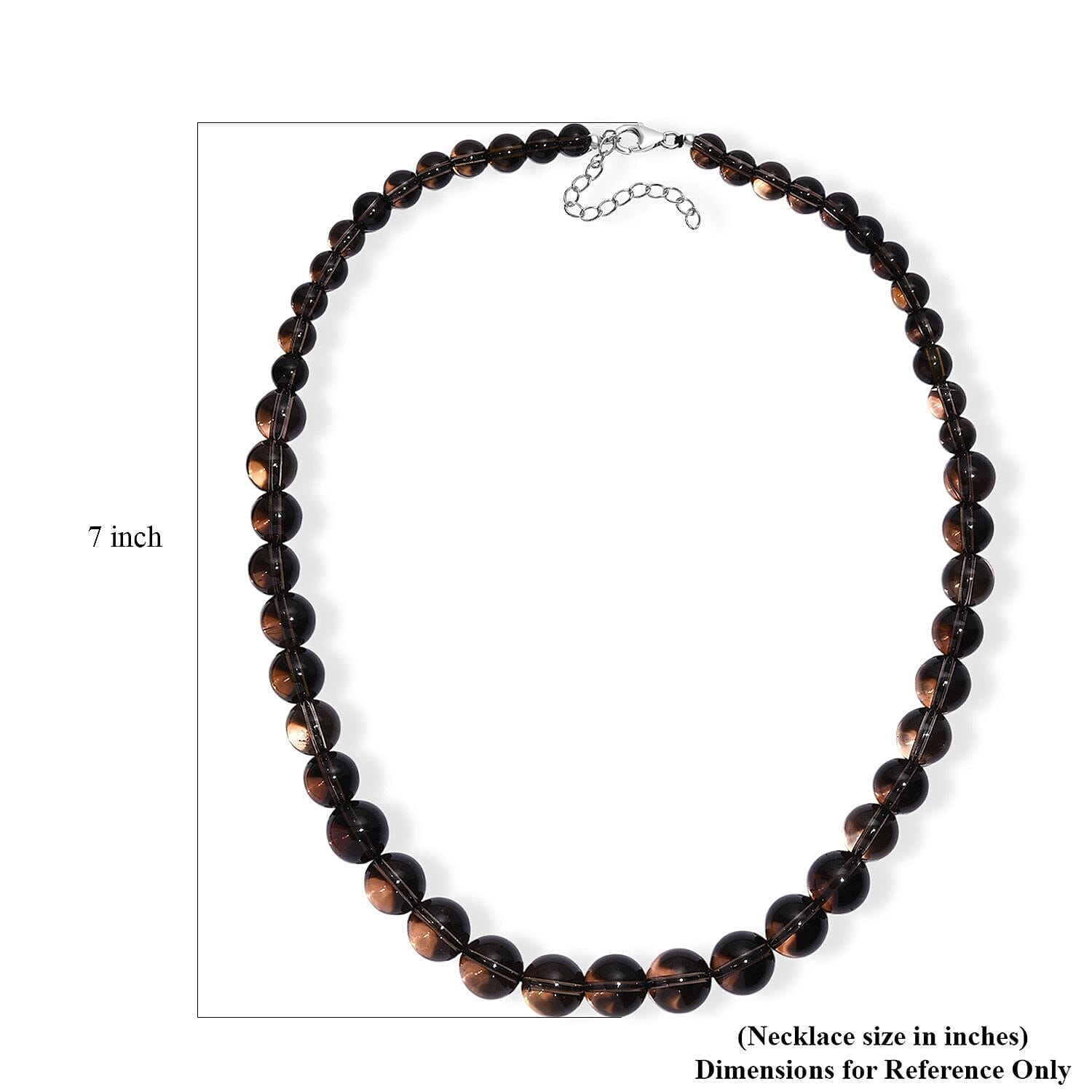 Brazilian Smoky Quartz 265.00 ctw Beaded Necklace in Rhodium Over Sterling Silver 18 Inches