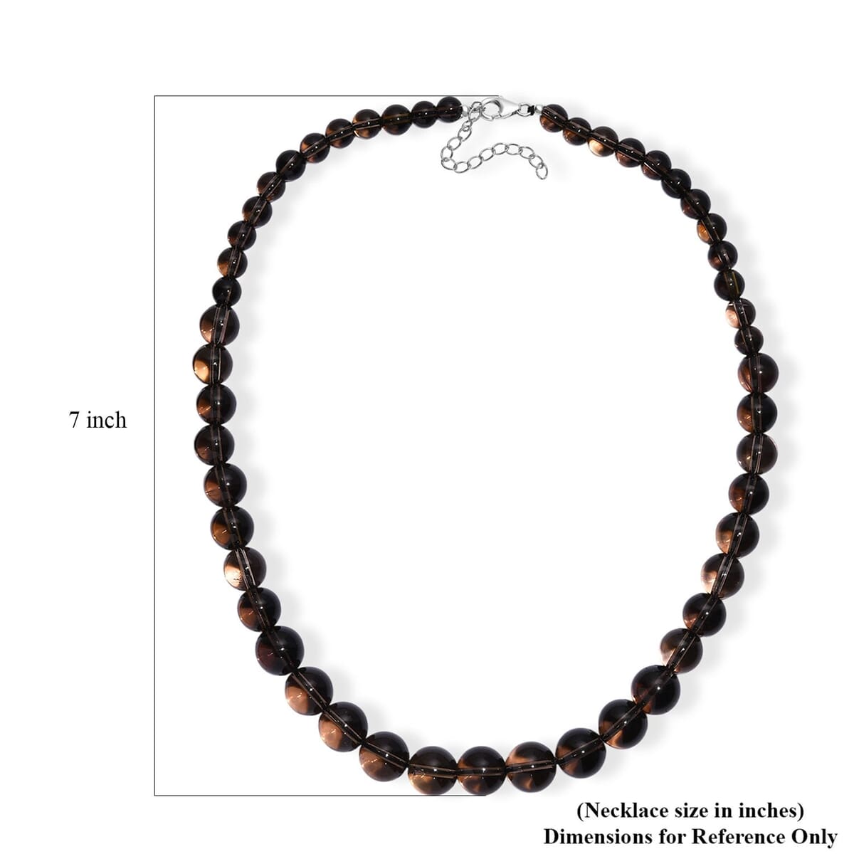 Brazilian Smoky Quartz 265.00 ctw Beaded Necklace in Rhodium Over Sterling Silver 18 Inches image number 5