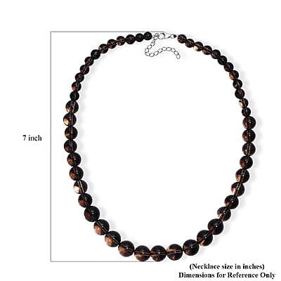 Brazilian Smoky Quartz 265.00 ctw Beaded Necklace in Rhodium Over Sterling Silver 18 Inches