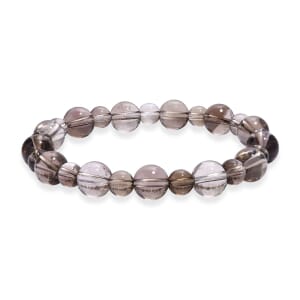 Brazilian Smoky Quartz 130.00 ctw Beaded Stretch Bracelet