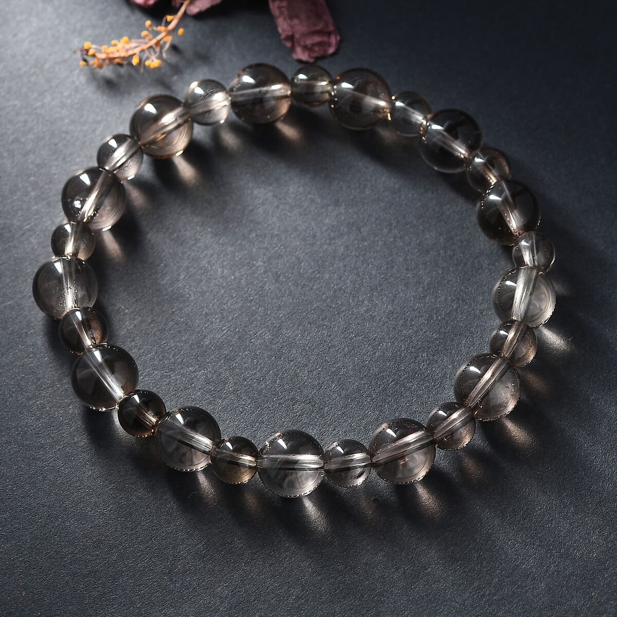 Brazilian Smoky Quartz 130.00 ctw Beaded Stretch Bracelet image number 1