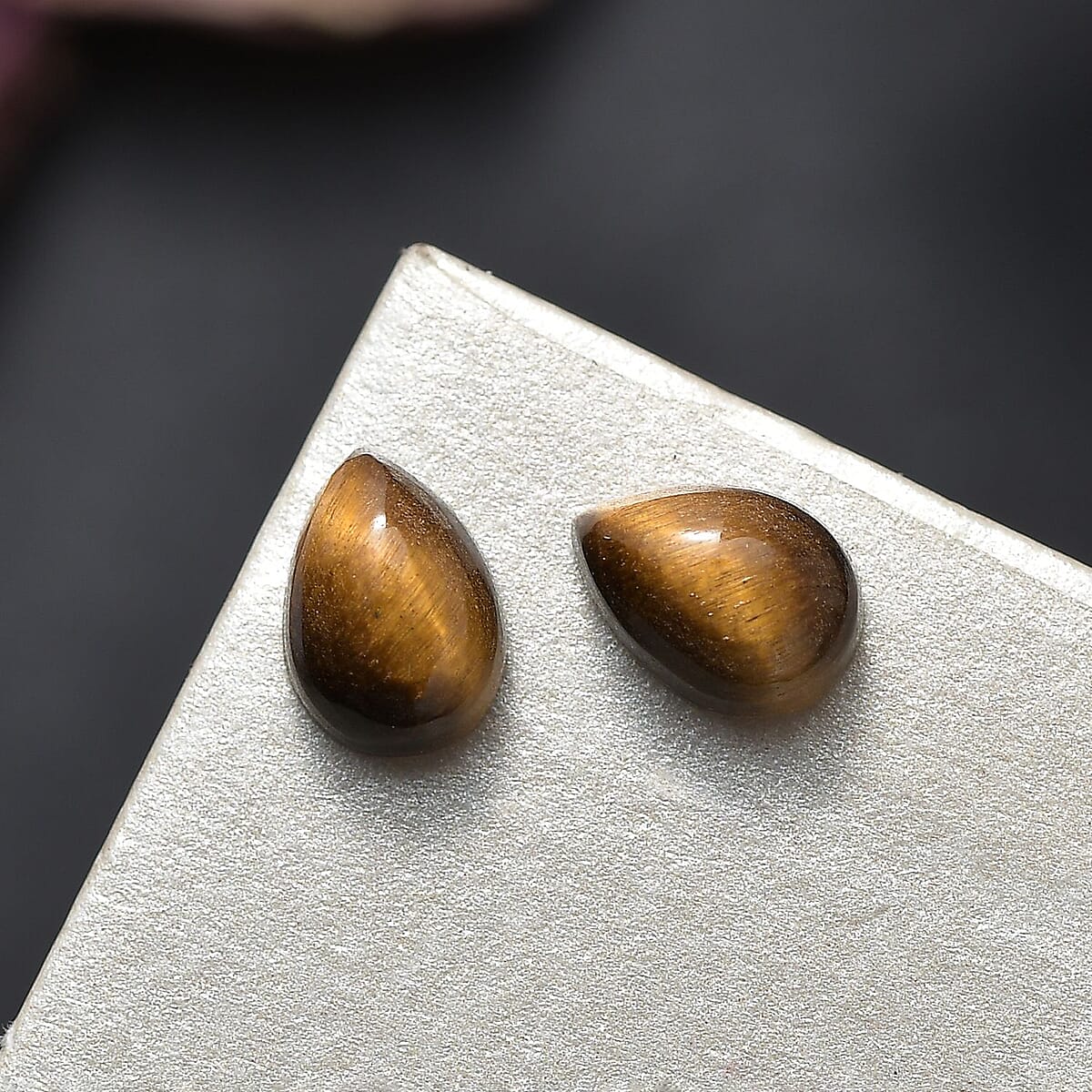Tigers Eye Set of 2 (Pear 7x5 mm) 1.81 ctw Loose Gemstone image number 1