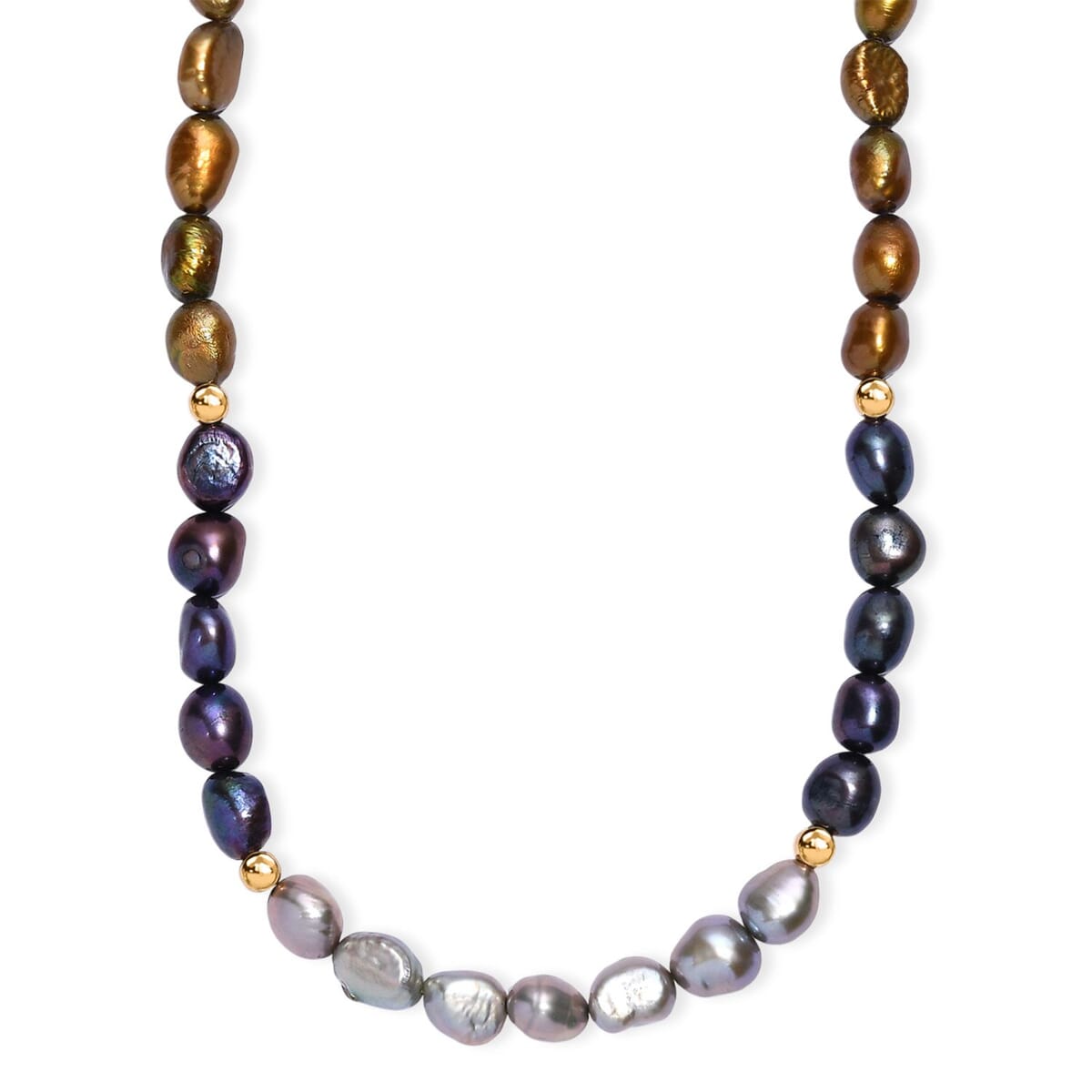 Multi Color Pearl (D) Necklace in 18K Vermeil Yellow Gold Over Sterling Silver 18 Inches image number 0