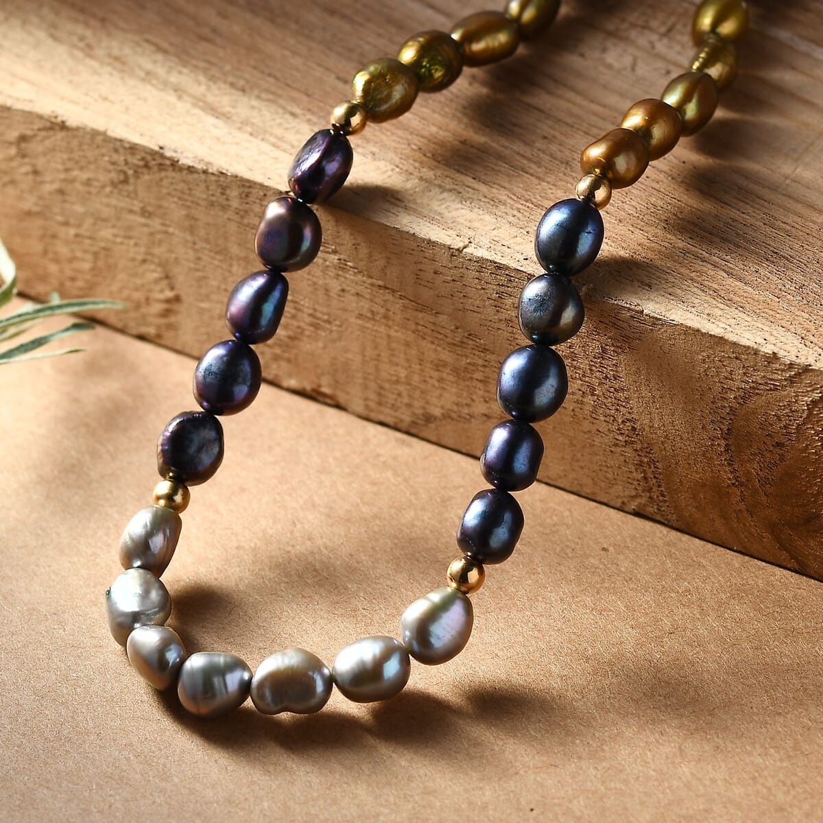 Multi Color Pearl (D) Necklace in 18K Vermeil Yellow Gold Over Sterling Silver 18 Inches image number 1