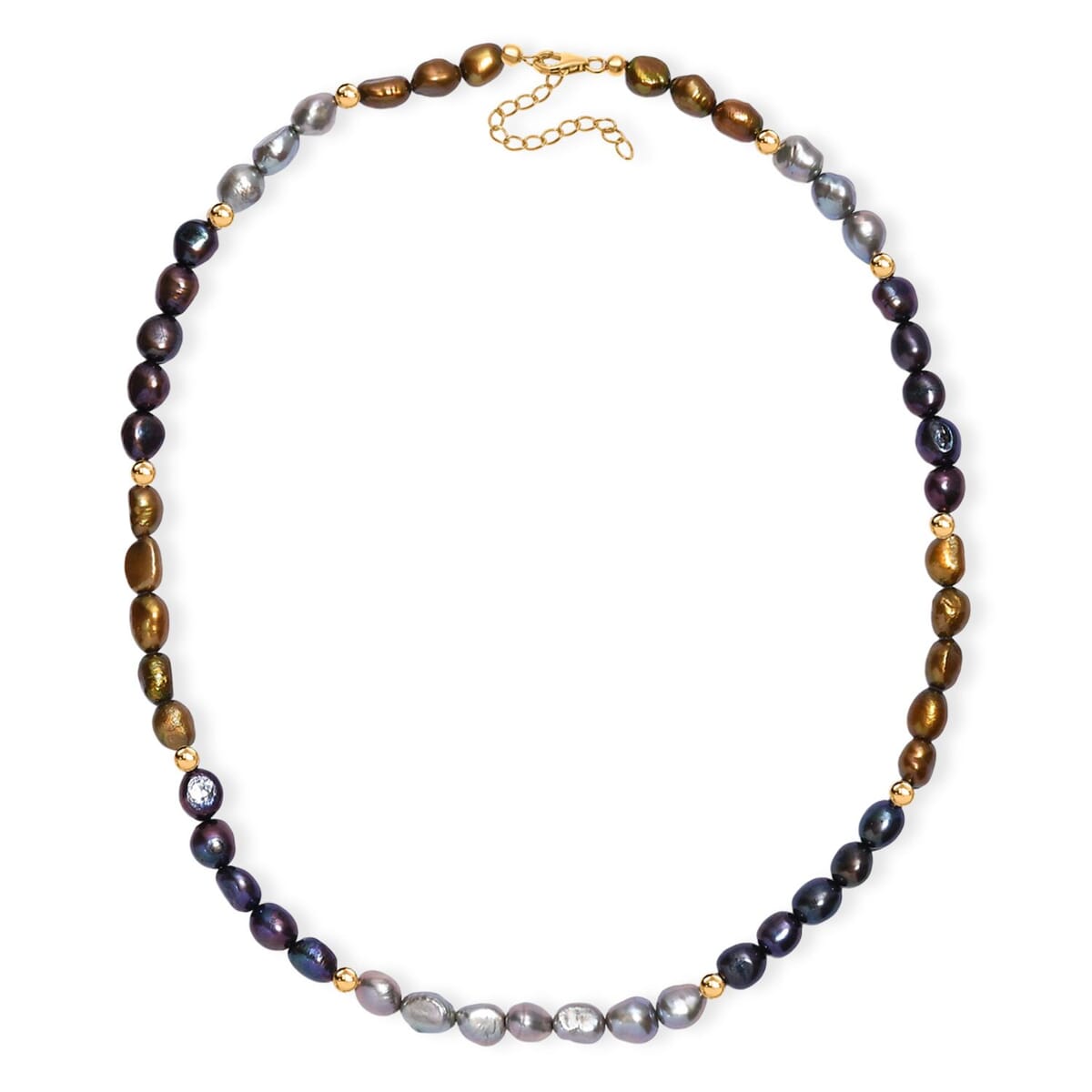 Multi Color Pearl (D) Necklace in 18K Vermeil Yellow Gold Over Sterling Silver 18 Inches image number 3