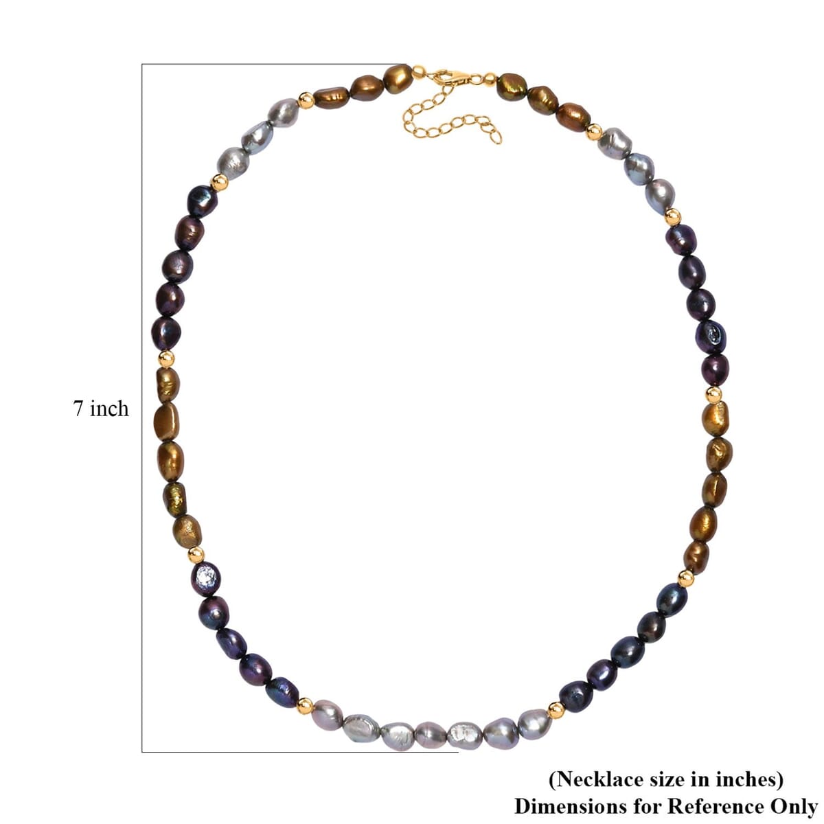 Multi Color Pearl (D) Necklace in 18K Vermeil Yellow Gold Over Sterling Silver 18 Inches image number 5