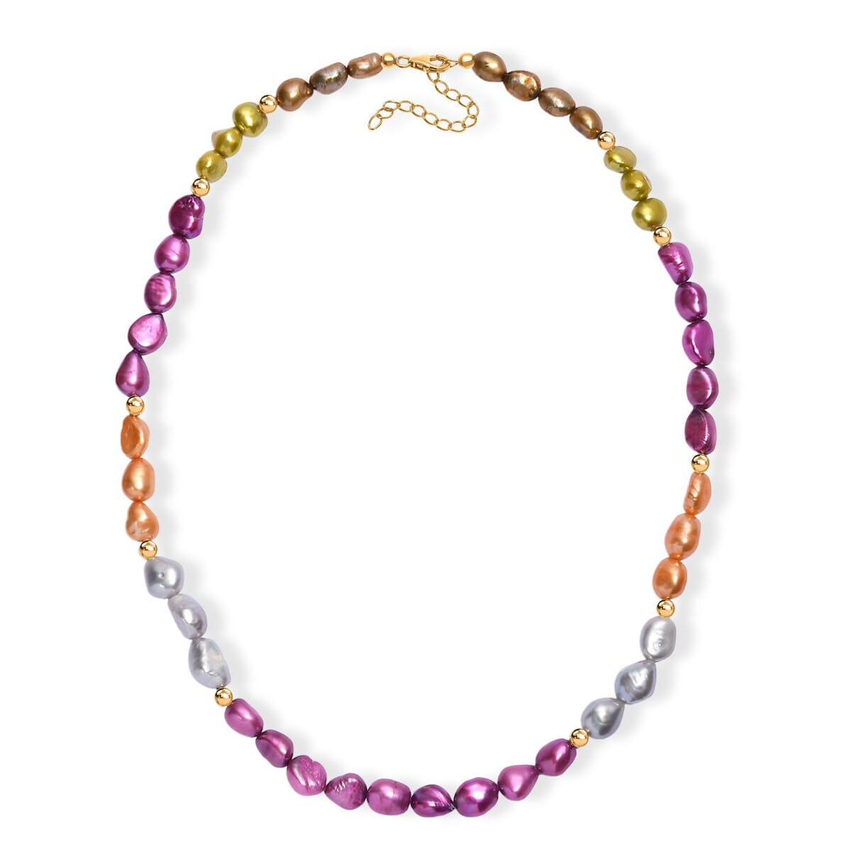 Multi Color Pearl (D) Necklace in 18K Vermeil Yellow Gold Over Sterling Silver 18 Inches image number 3