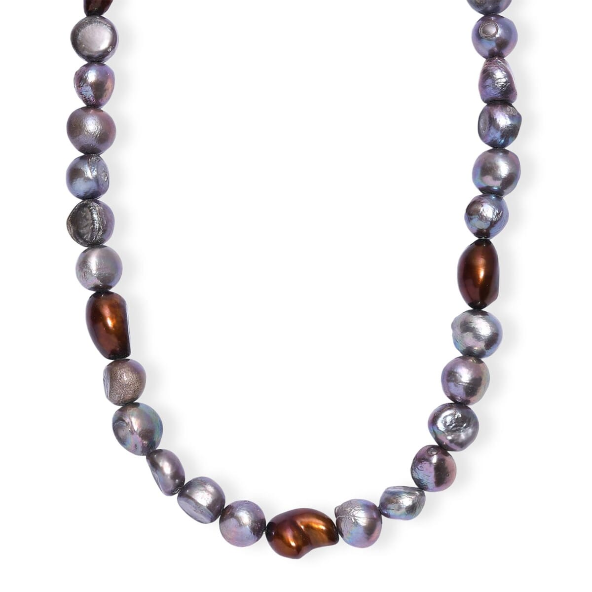 Grey and Bronze Pearl (D) Necklace in Platinum Bond 18 Inches image number 0