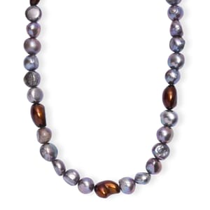 Grey and Bronze Pearl (D) Necklace in Platinum Bond 18 Inches