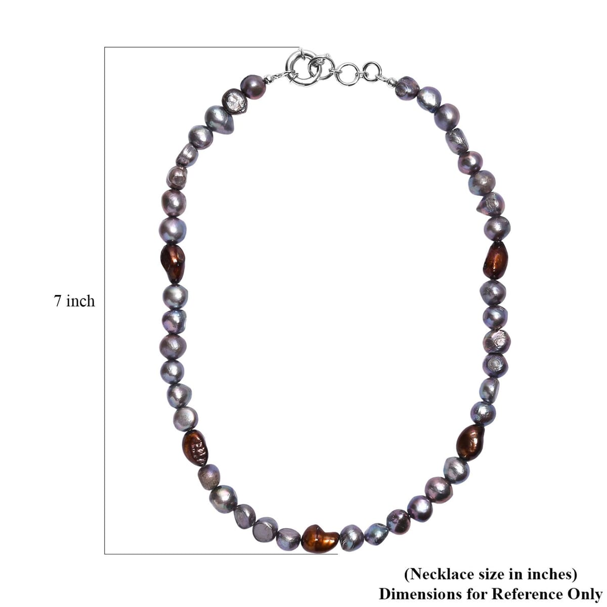 Grey and Bronze Pearl (D) Necklace in Platinum Bond 18 Inches image number 5