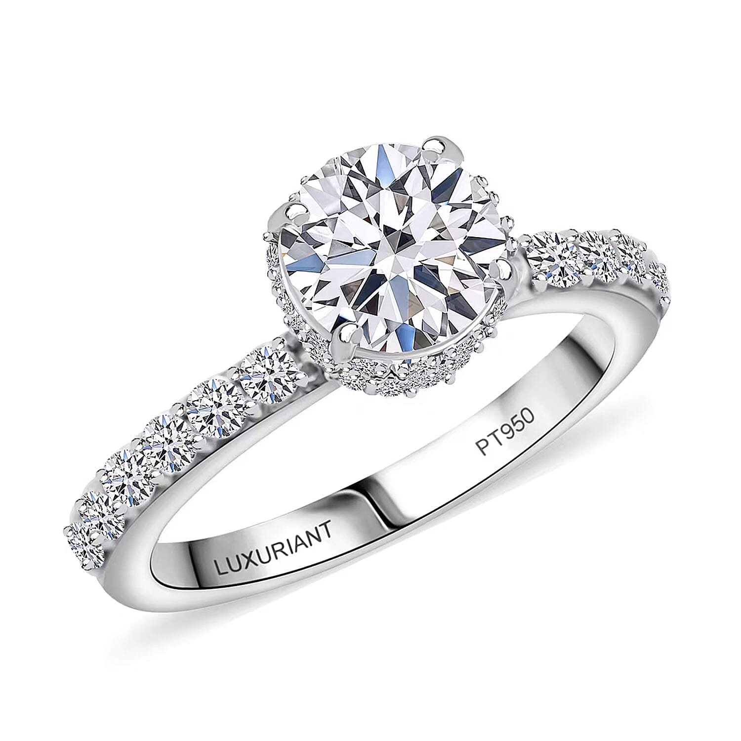 IGI Certified Luxuriant Lab Grown Diamond E-F, VS 1.50 ctw Hidden Halo Ring in 950 Platinum (Size 10.0) 4.80 Grams