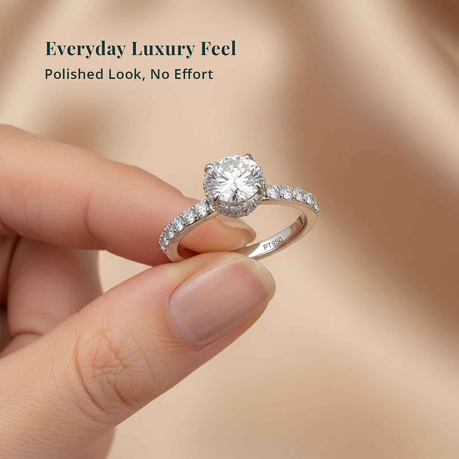 IGI Certified Luxuriant Lab Grown Diamond E-F, VS 1.50 ctw Hidden Halo Ring in 950 Platinum (Size 10.0) 4.80 Grams