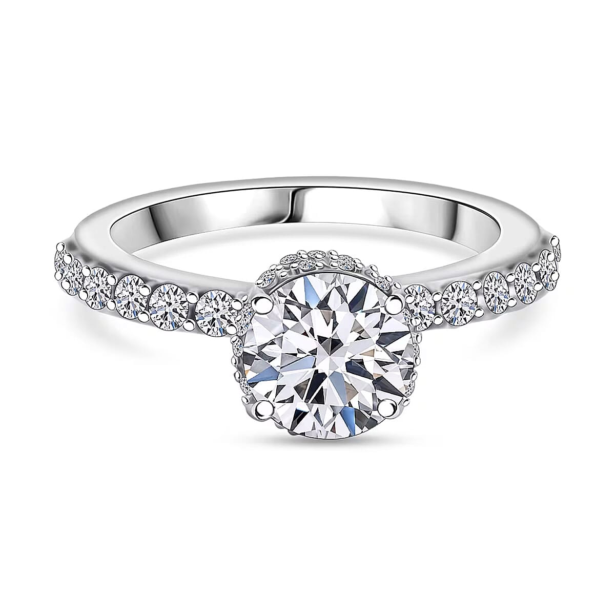 IGI Certified Luxuriant Lab Grown Diamond E-F, VS 1.50 ctw Hidden Halo Ring in 950 Platinum (Size 6.0) 4.80 Grams image number 7