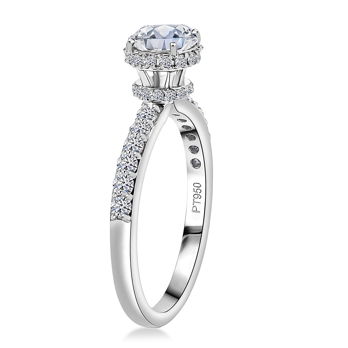 IGI Certified Luxuriant Lab Grown Diamond E-F, VS 1.50 ctw Hidden Halo Ring in 950 Platinum (Size 7.0) 4.80 Grams image number 3