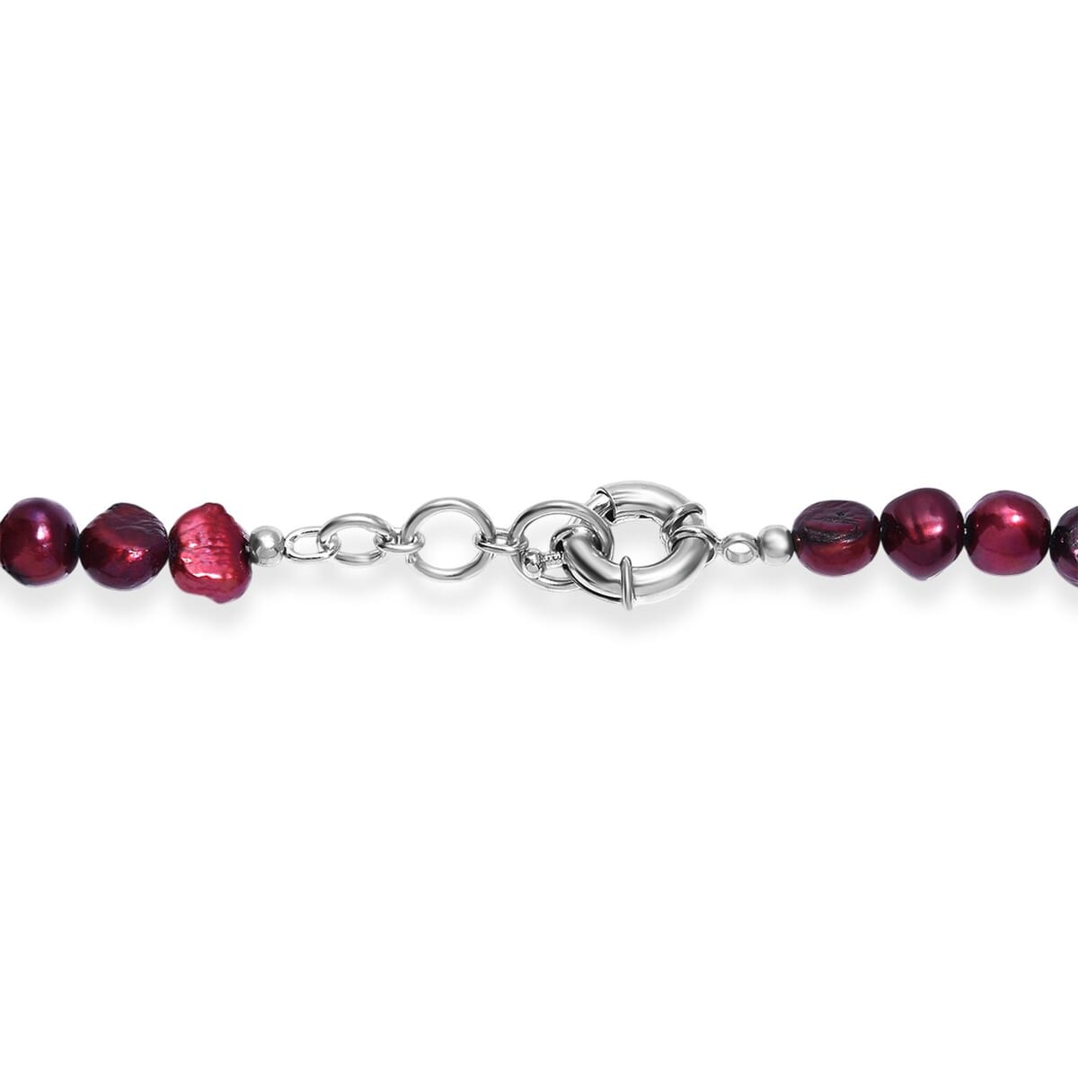 Burgundy and White Freshwater Pearl (D) Necklace in Platinum Bond 18 Inches image number 4