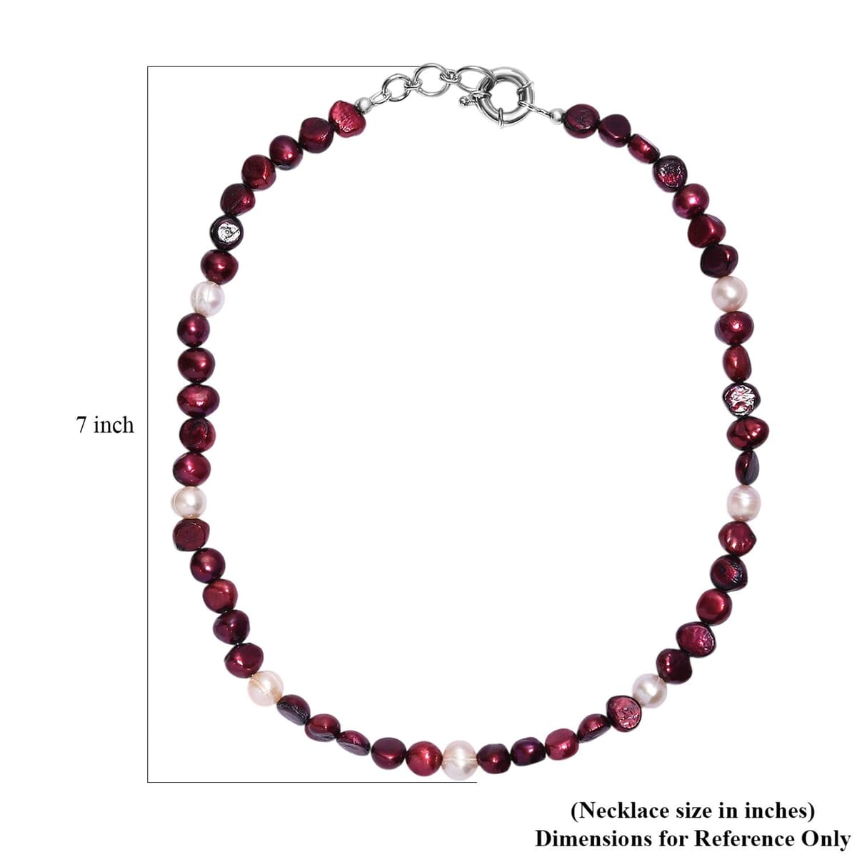 Burgundy and White Freshwater Pearl (D) Necklace in Platinum Bond 18 Inches image number 5