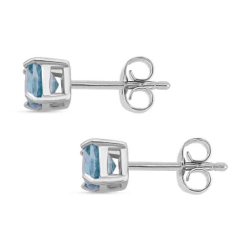 Blue Zircon 1.99 ctw Earrings in Rhodium Over Sterling Silver
