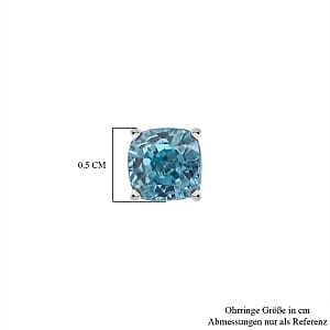 Blue Zircon 1.99 ctw Earrings in Rhodium Over Sterling Silver