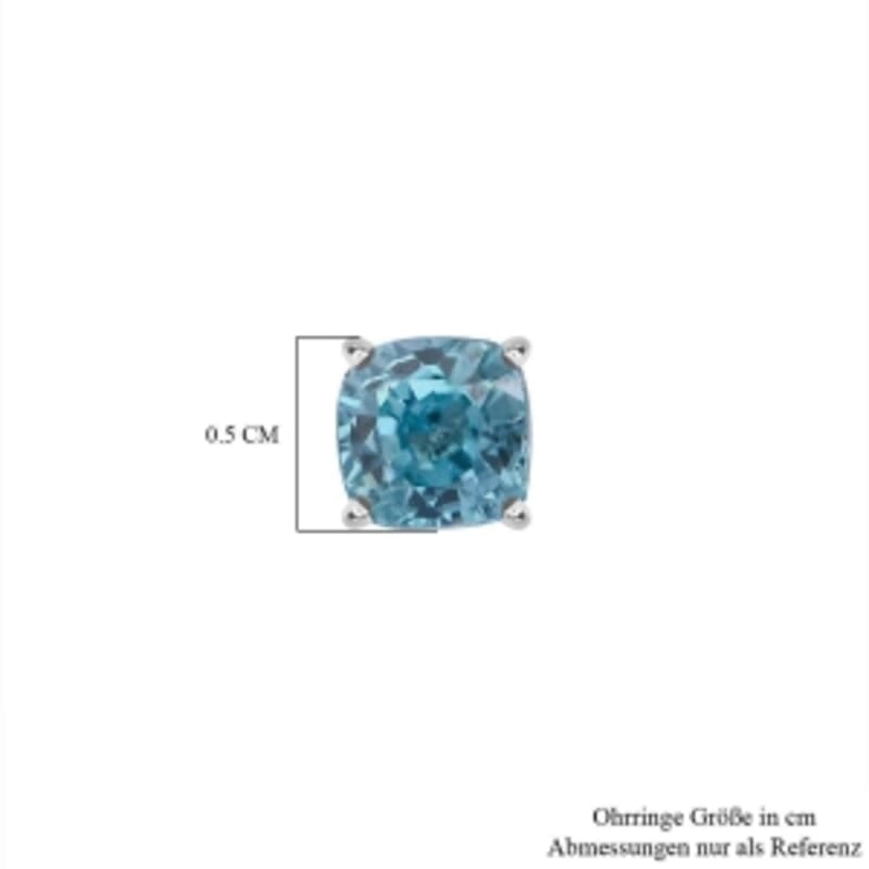 Blue Zircon 1.99 ctw Earrings in Rhodium Over Sterling Silver