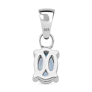 Blue Zircon 1.19 ctw Pendant in Rhodium Over Sterling Silver