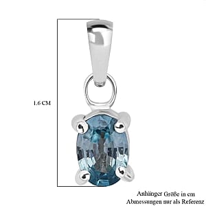 Blue Zircon 1.19 ctw Pendant in Rhodium Over Sterling Silver