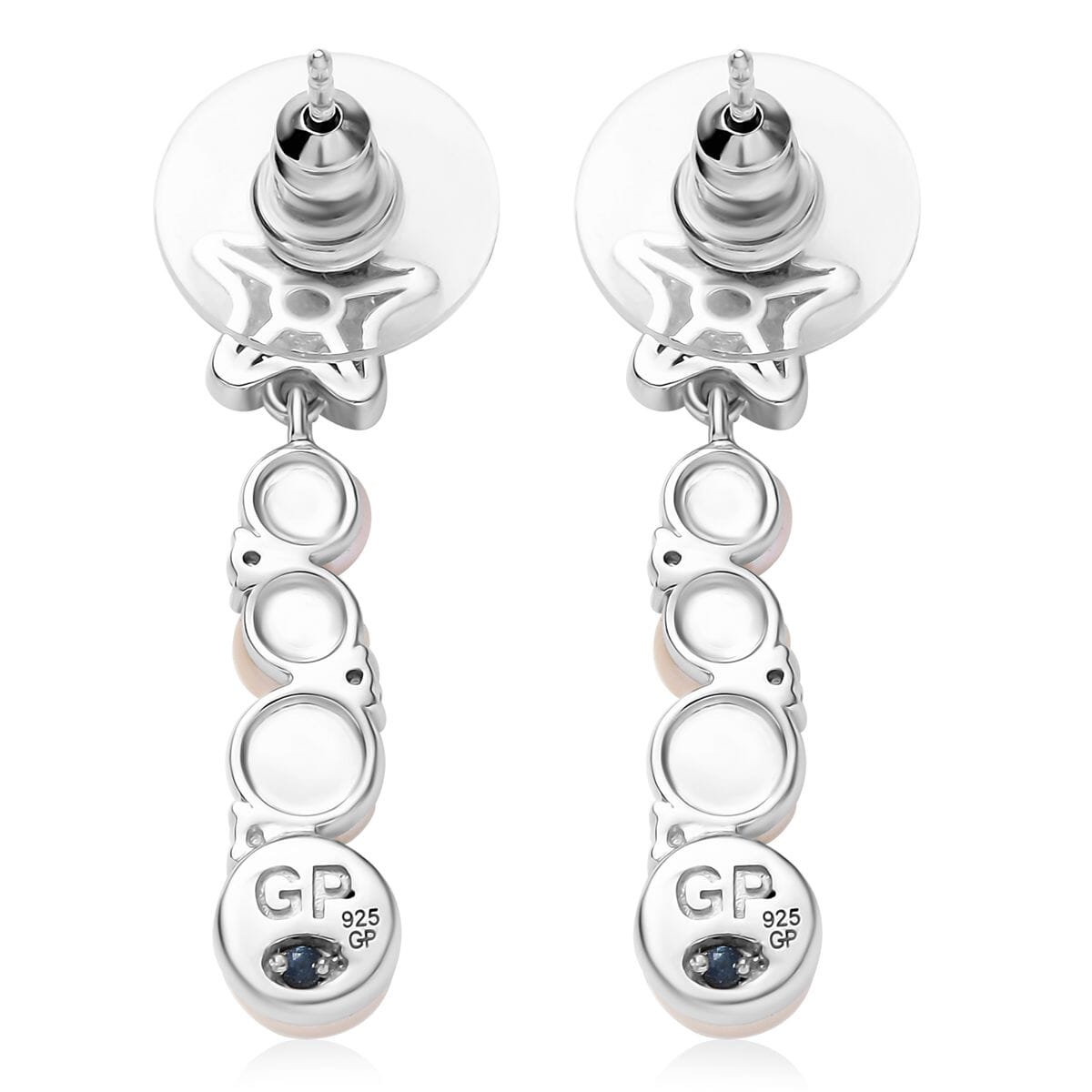 GP Capri Special Collection Freshwater Pearl and White Zircon 3.30 ctw Earrings in Rhodium Over Sterling Silver image number 5