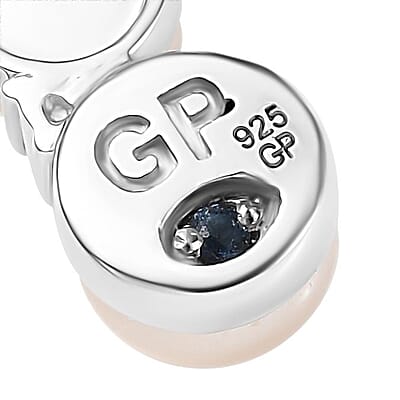 GP Capri Special Collection Freshwater Pearl and White Zircon 3.30 ctw Earrings in Rhodium Over Sterling Silver