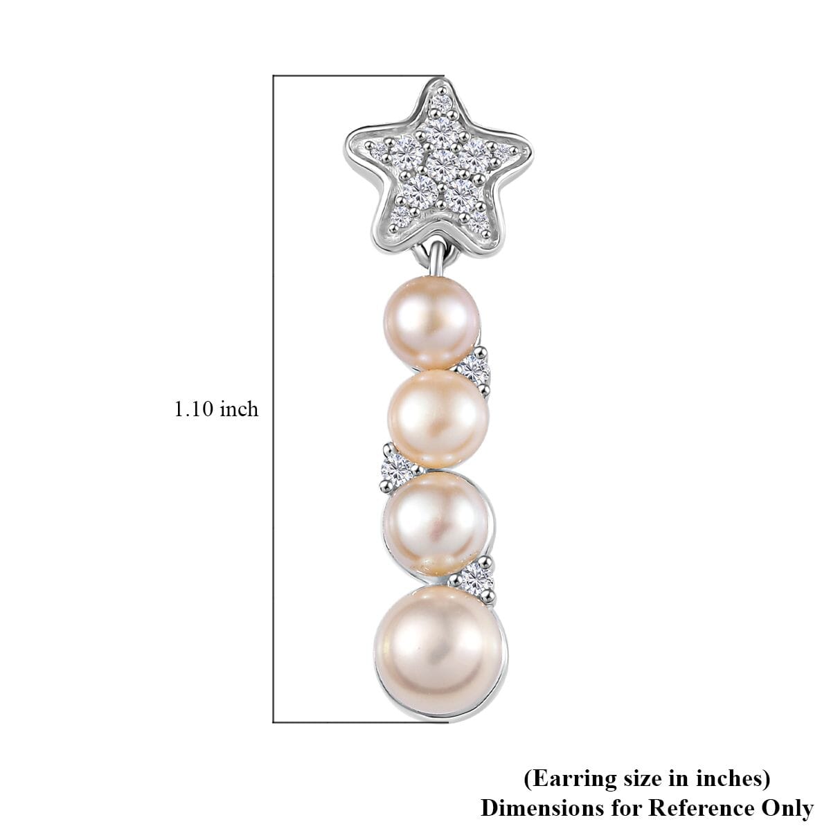 GP Capri Special Collection Freshwater Pearl and White Zircon 3.30 ctw Earrings in Rhodium Over Sterling Silver image number 7