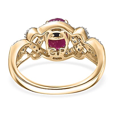 GP 10K Yellow Gold Premium Royal Ruby, Diamond (G-H, I2) Ring (Size 12.0) 2.20 ctw