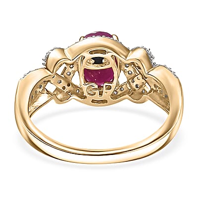GP Amore Collection Premium Royal Ruby and G-H I2 Diamond 2.20 ctw Ring in 10K Yellow Gold (Size 8.0)