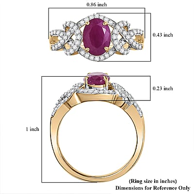 GP Amore Collection Premium Royal Ruby and G-H I2 Diamond 2.20 ctw Ring in 10K Yellow Gold (Size 8.0)