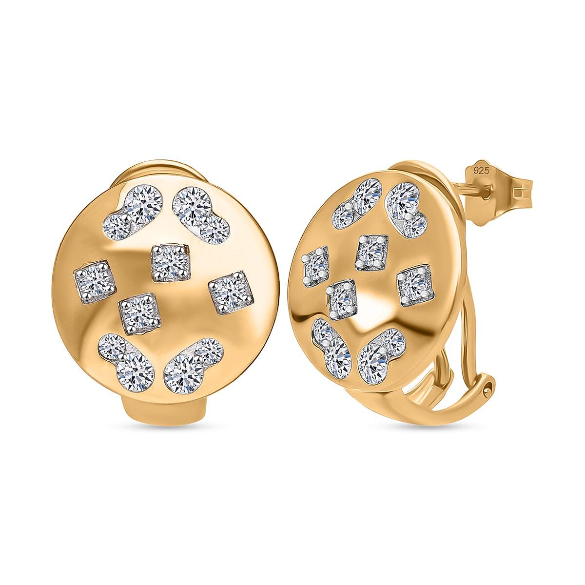 Luxuriant Lab Grown Diamond G-H SI 1.00 ctw Earrings in 18K Vermeil Yellow Gold Over Sterling Silver