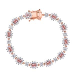 D'Joy Narsipatnam Pink Spinel and White Zircon 5.25 ctw Blush Fleur Bracelet in 18K Vermeil Rose Gold Over Sterling Silver (6.50 In)