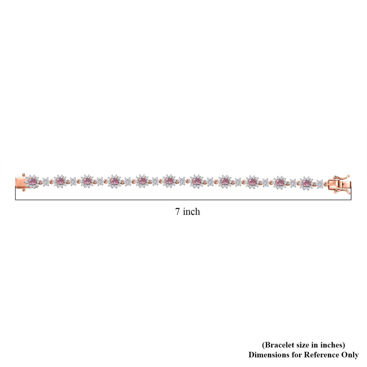 D'Joy Narsipatnam Pink Spinel and White Zircon 5.25 ctw Blush Fleur Bracelet in 18K Vermeil Rose Gold Over Sterling Silver (6.50 In) image number 4